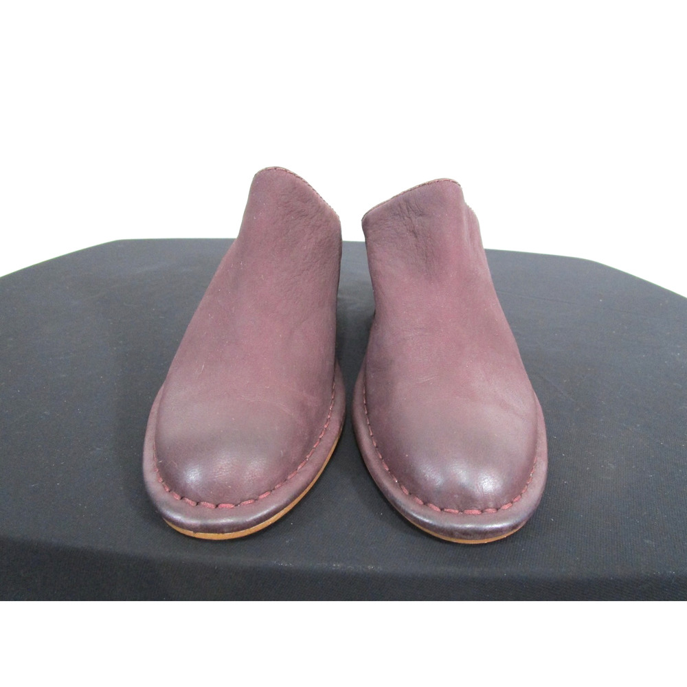 EUC! Clarks Spiced Isla Aubergine Leather Med. Heel Mules Women 7 M - Picture 3 of 10